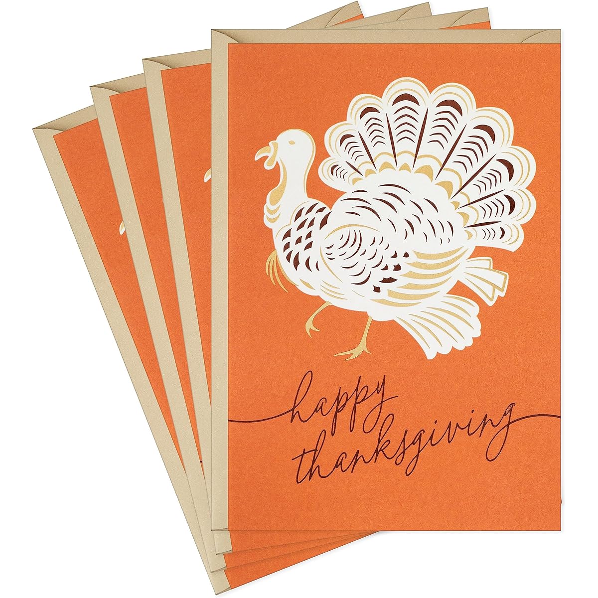 Hallmark Elegant Thanksgiving Cards (4 Cards with Envelopes, Single Design) Türkiye
