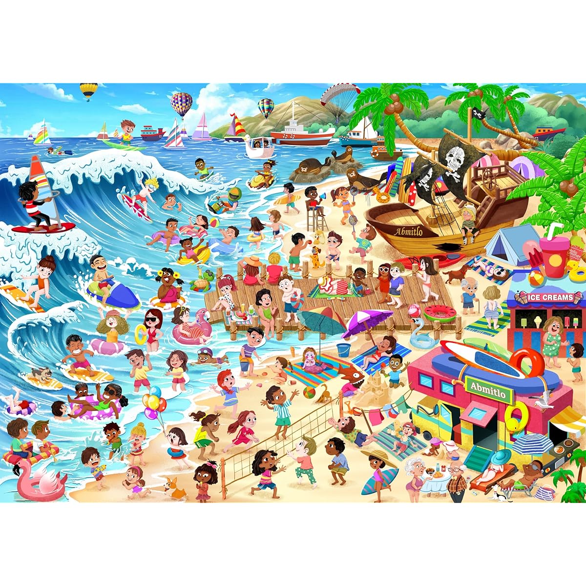 Abmitlo Puzzle for Adults 1000 Pieces - Summer Beach - Artwork Gifts for Adults, Teens, Families - No Dust with Perfect Fit Pieces - 27.56" x 19.69" (Summer Beach)