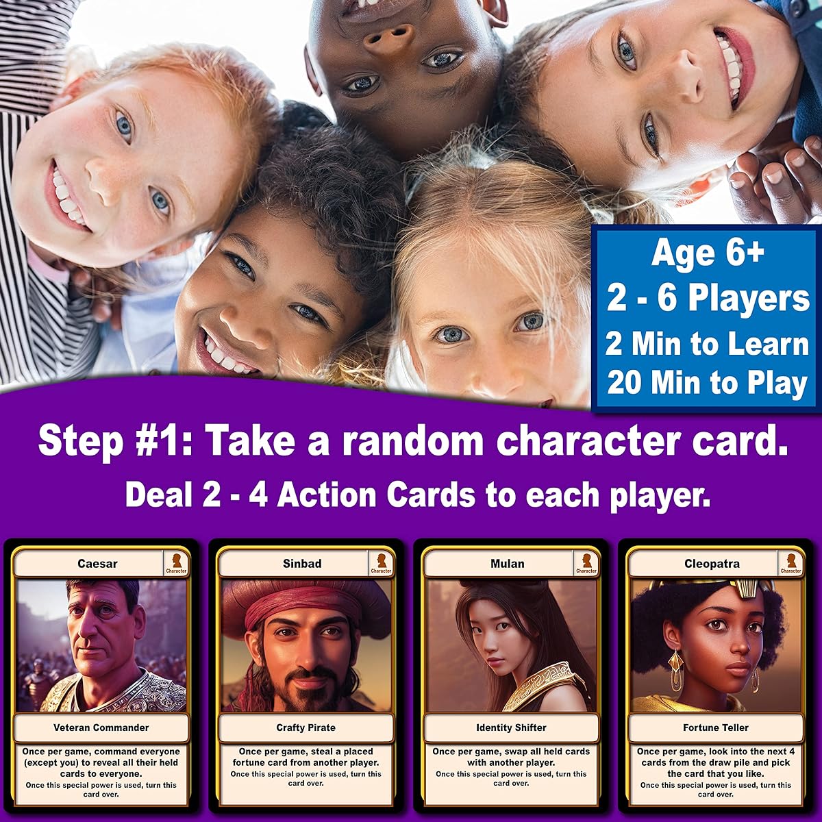 THINK2MASTER Wacky Fables - Card Game - Cast Misfortune on Your Opponents and Find Luck for Yourself to Create Fun Fairy Tales - Family Game Night - Kids and Teens Ages 6+ 2-6 Players