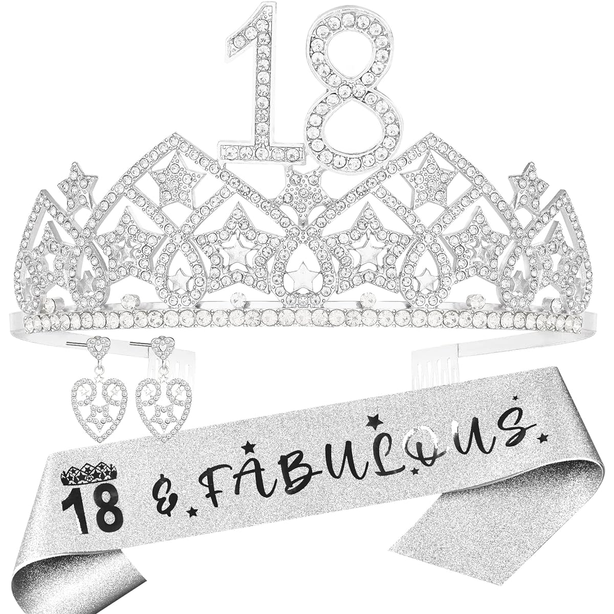 18th Birthday Gift,18 and Fabulous Sash,18th Bday Tiara,18 Year Old Girls Gift,18th Birthday Crown,18th Birthday Tiara and Sash,18th Birthday Party Decoration for Girl,18th Birthday Supplies for Girl