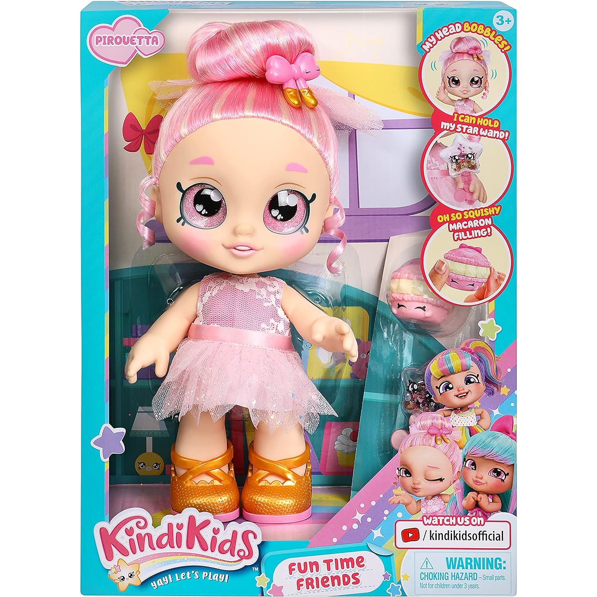 Kindi Kids Fun Time Buddies - Preschool Play Doll Pieroetta - Ages 3+ | Interchangeable Clothing and Removable Shoes