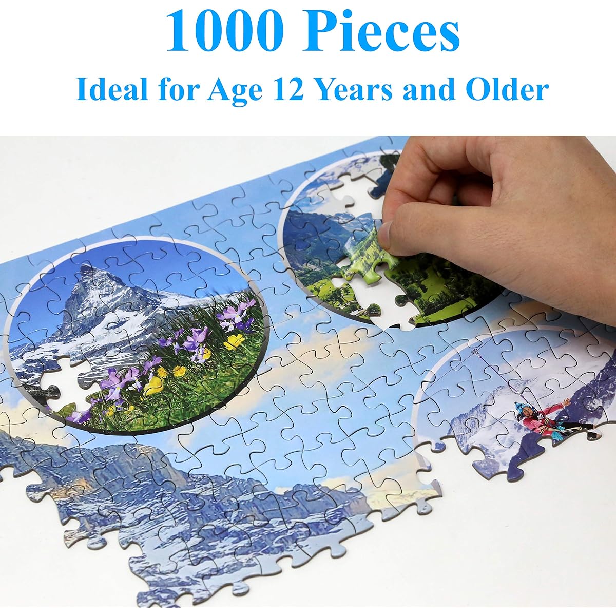 Think2Master Swiss Alps (Grindelwald) 1000 Piece Jigsaw Puzzle (Teens & Adults) Finished Puzzle Size is 26.8" x 18.9"