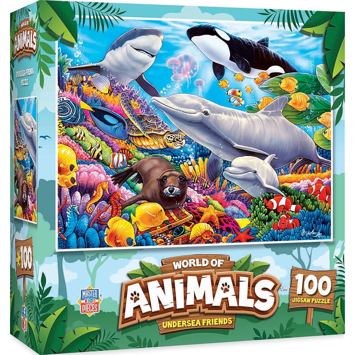 MasterPieces World of Animals 100 Piece Jigsaw Puzzle for Kids - Undersea Friends 11.5"x15"