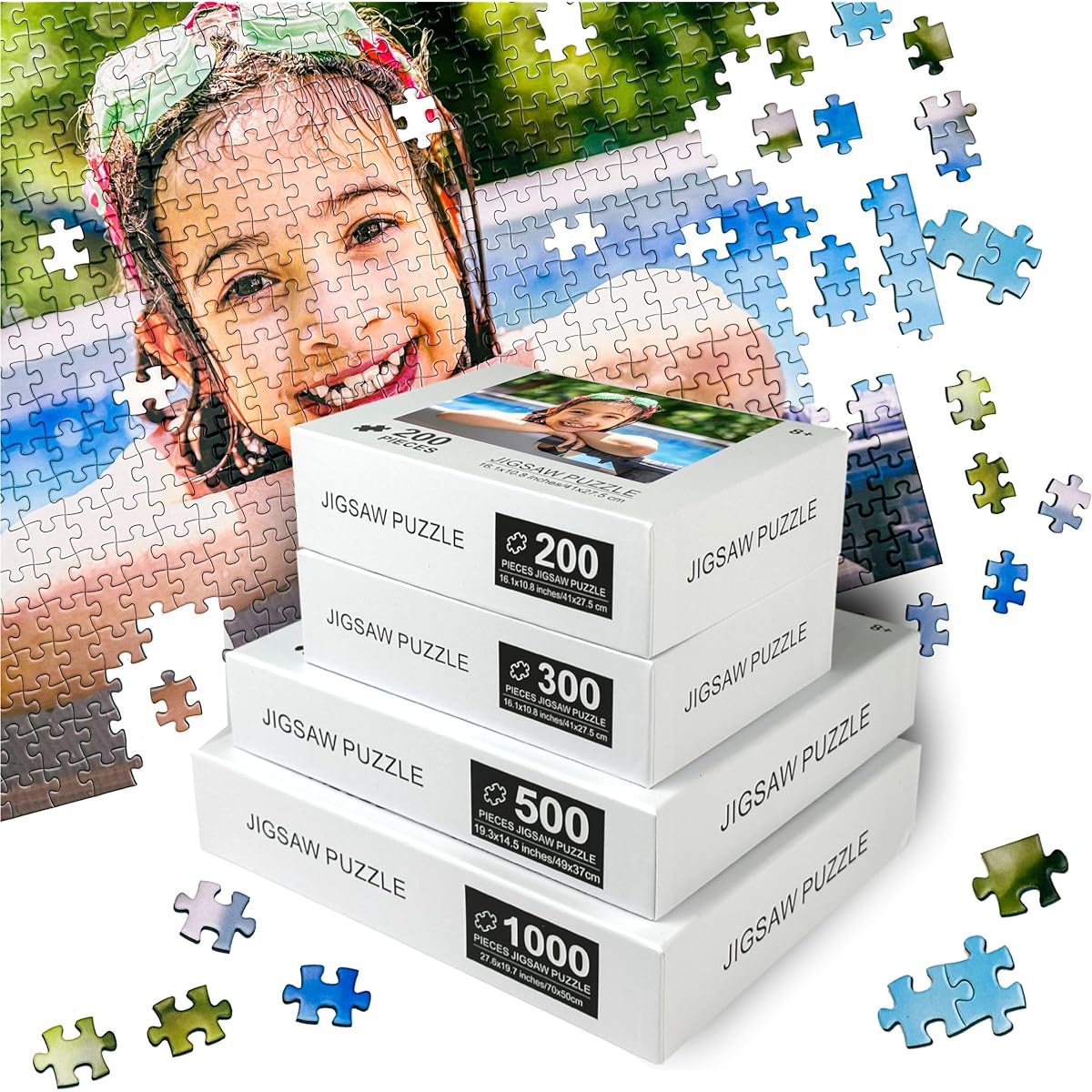 Custom Puzzles from Images Create your own puzzles from photos - Personalized Puzzles 300/500/1000 Pieces - DIY Custom Made Photo Puzzles for Friends Birthday Wedding Valentine Anniversary