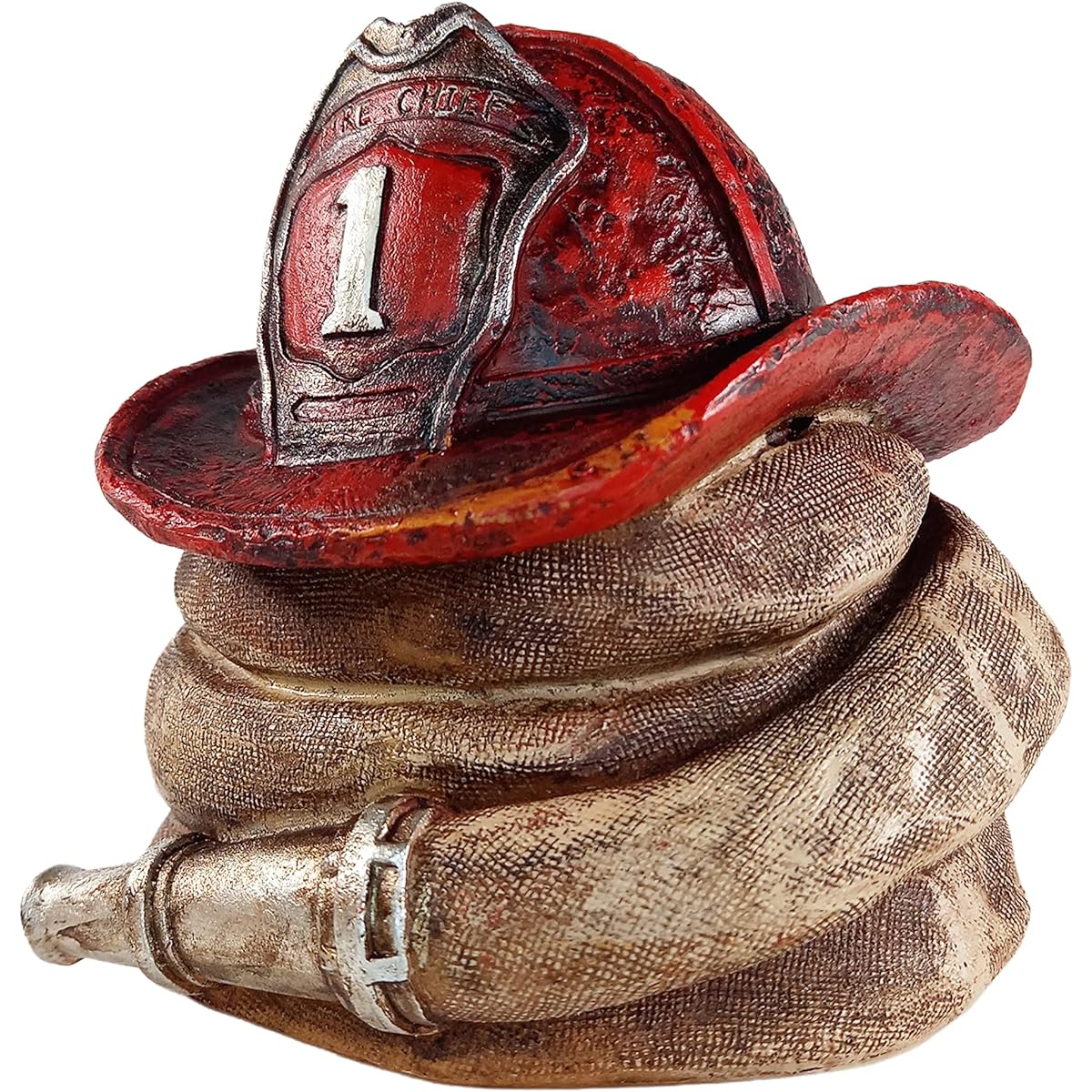 Urbalabs Firefighter Fire Station Helmet and Hose Piggy Bank for Kids and Adults Large Coin Bank Fallout Desk Office Table Home Decor Rustic Station Decorations for Kids Room (Horse and Helmet)