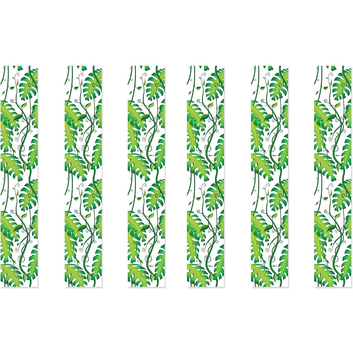 Beistle 53048 Jungle Vines Party Panels 6 Piece, 12" x 6', Green/Clear