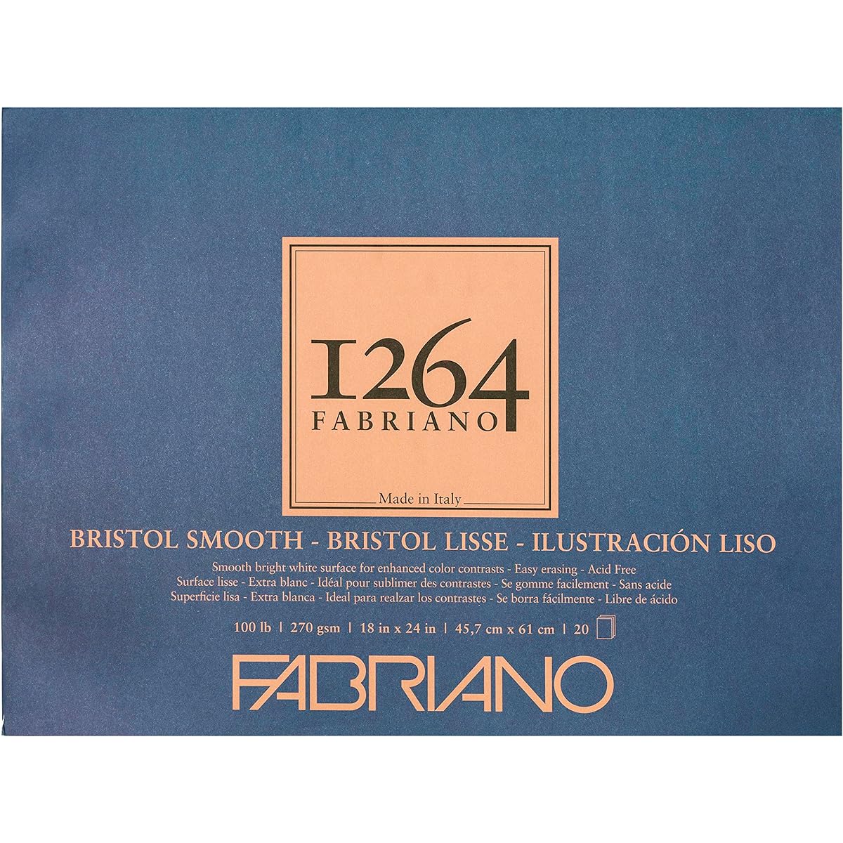Fabriano 1264 Smooth Bristles Pad, 18 x 24 inches, White