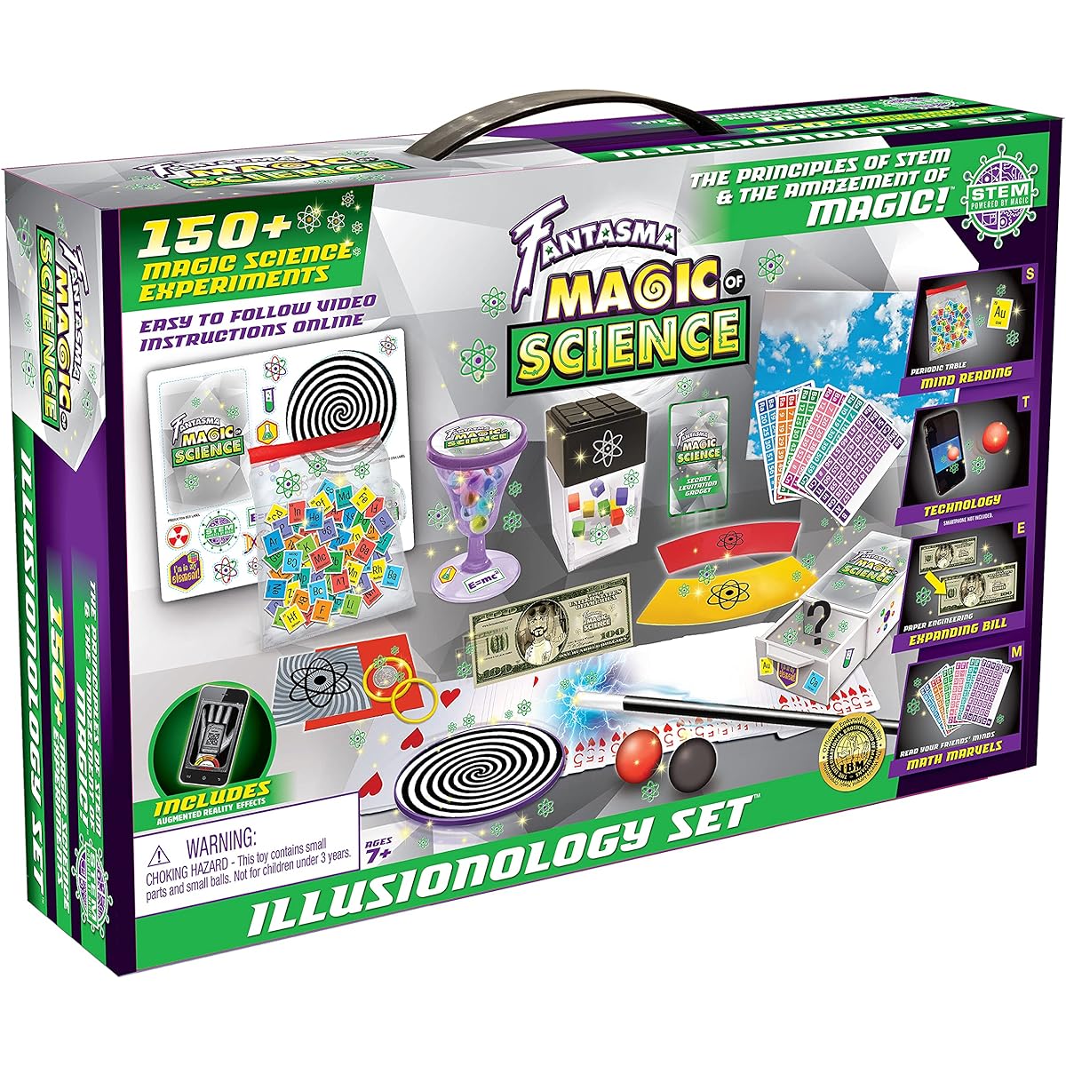 Fantasma Magic of Science.STEM-Based Illusionology Magic Set with 150+ Science Experiments for Girls and Boys Ages 7 and Up Green Yellow Purple ST020-BSM, Green, Yellow, Purple.