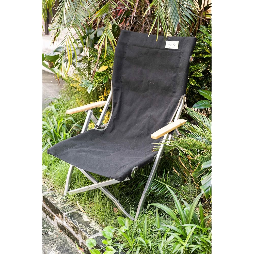 Simpleme Snow Peak Chair Outdoor Chair High Back Ultra Light Aluminum Folding Snow Peak Low Chair Compact Portable Load Capacity 120KG Sitting Height 31cm Suitable for Fishing Outdoor Camping (Black)