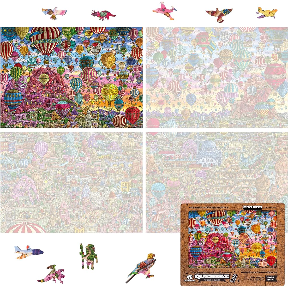 UNIDRAGON Wooden Puzzle QUEZZLE Series ~Amazing Cappadocia~ Part 1 250 Pieces