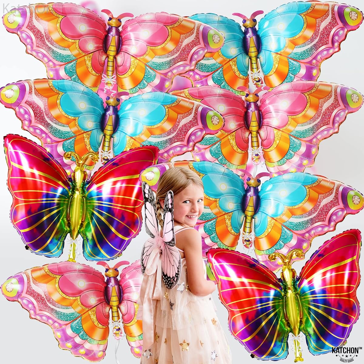 Multicolcor Butterfly Foil Balloons, Pack of 10
