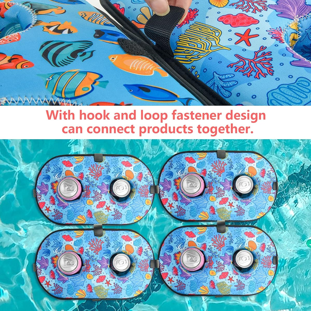 Beautyflier Neoprene Drink Floating Holder Floating Cup Coaster Holder for Summer Pool Parties and Beach (Tropical Fish)
