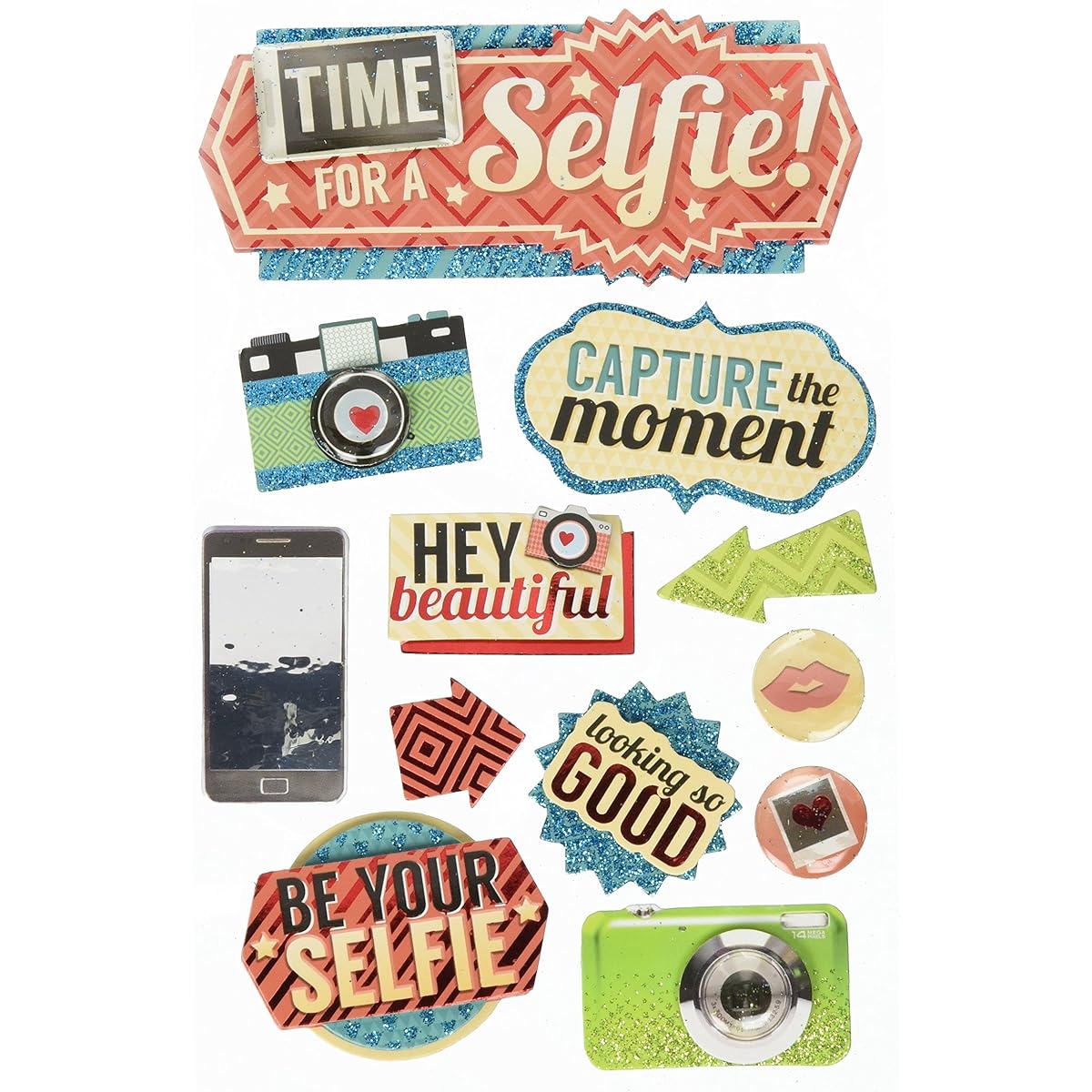 Paper House Productions STDM-0239E 3D Cardstock Stickers, Time for a Selfie by Paper House Productions