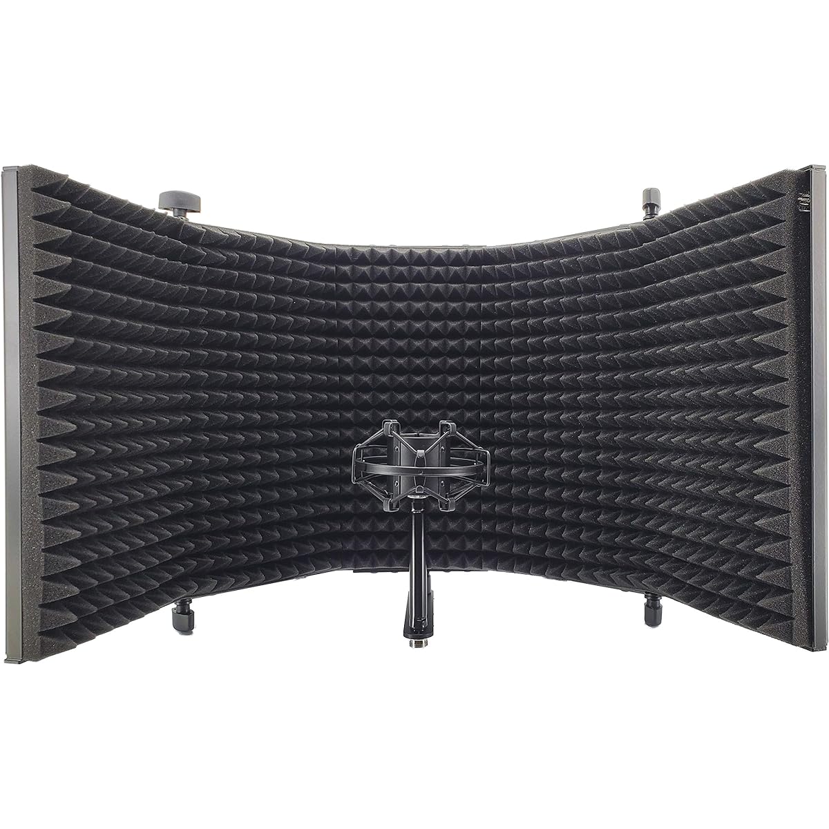 EMB Microphone Isolation Shield - Black - Foldable 3/8" Mic Thread Mount with High-Density Absorbent Foam Front & Vented Metal Backplate - Stage Right