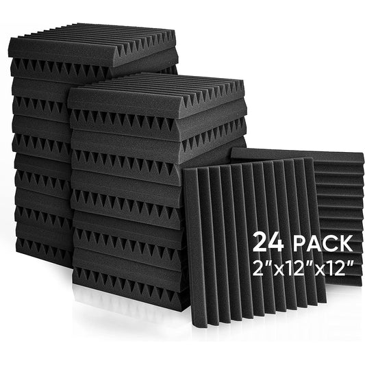 12 Pack Set Acoustic Panels 1" x 12" x 12" Acoustic Foam Panels Studio Wedge Tiles Sound Panels Wedges Soundproofing Sound Absorption
