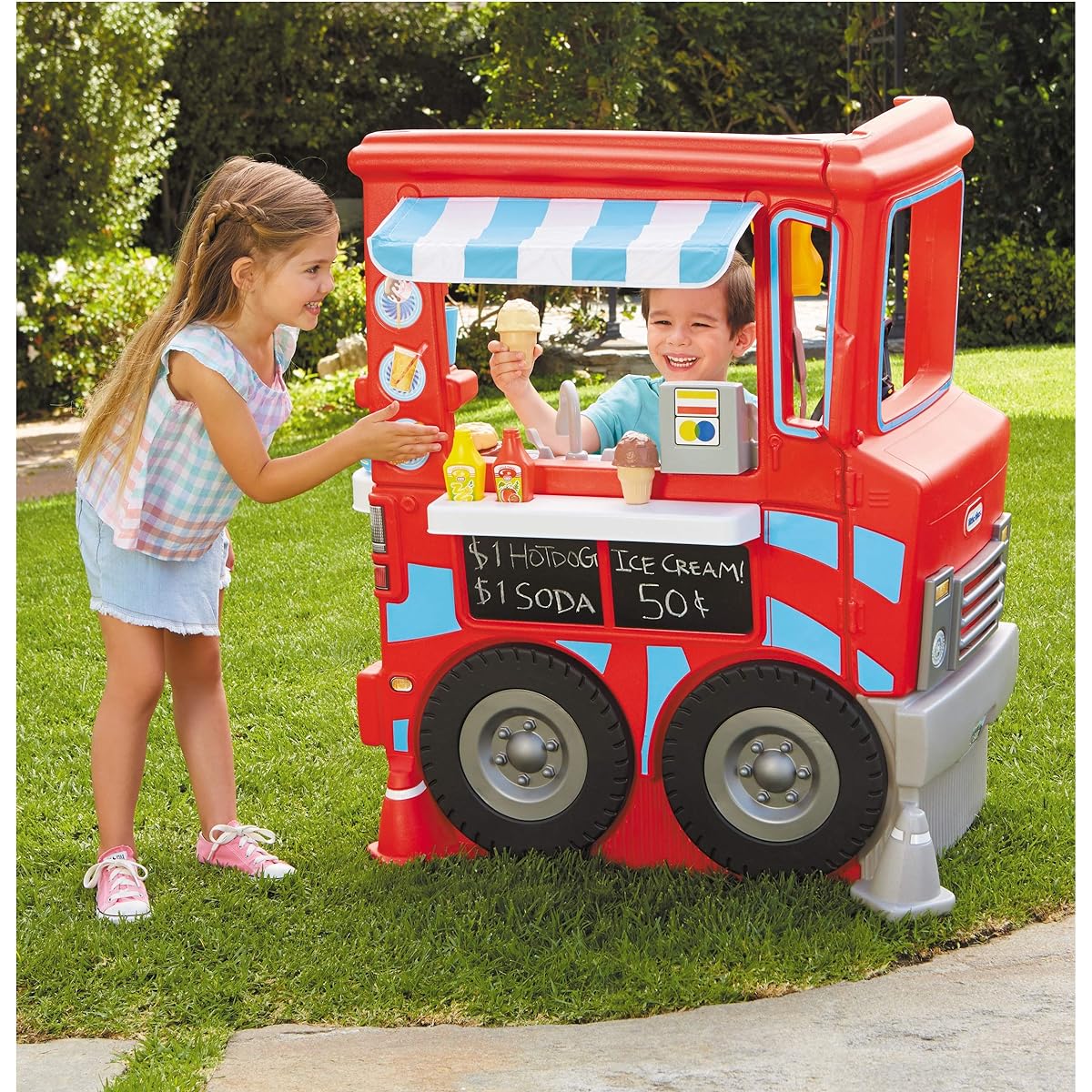 Little Tikes Homemade Toys for Kids 2-in-1 Pretend Play Food Truck Kitchen