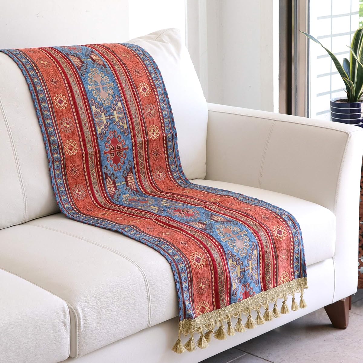 Table Runner Bed Throw Ajdelha Blue Turkish Interior Fabric
