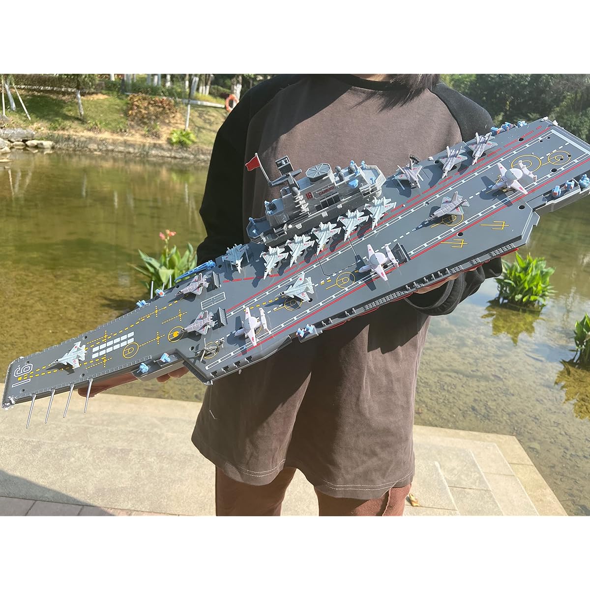 26B RC Warship 24inch (61cm) Super Long Hull RC Boat Rechargeable Military Kids Toys Boys Electric Toys Ship Aircraft Carrier Warship Model Can Launch
