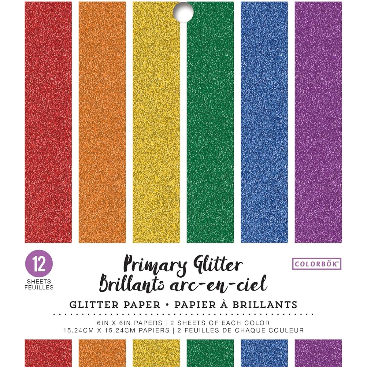 Colorbok Glitter Primary 6 inch Designer Paper