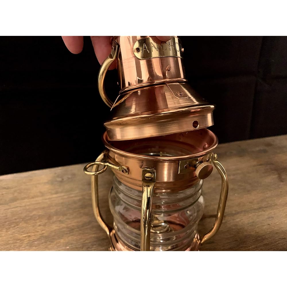 Roost Outdoors Copper Oil Ship Lantern (Copper Copper Oil Lantern Ship Lamp Ship Light) Nelson Lamp Anchor Lamp Kerosene Lantern Brass Lantern Brass Lantern Simple Japanese Instruction Manual Included [Oil Leak Prevented] 18.5cm