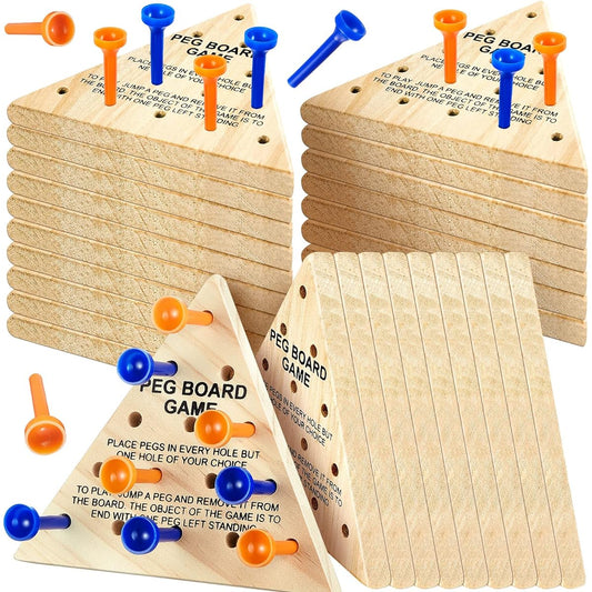 Wooden Triangle Peg Game, Triangle Wood Board Game, Triangle Game, Wooden Triangle Board Game, Family Travel Game, Fun Triangle Puzzle, Wooden Strategy Toys for Adults Teens, 24 Pack