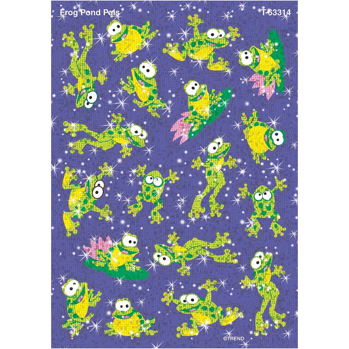 Trend Sparkle Stickers Large Frog Pond Pals T-63314 36 Pieces