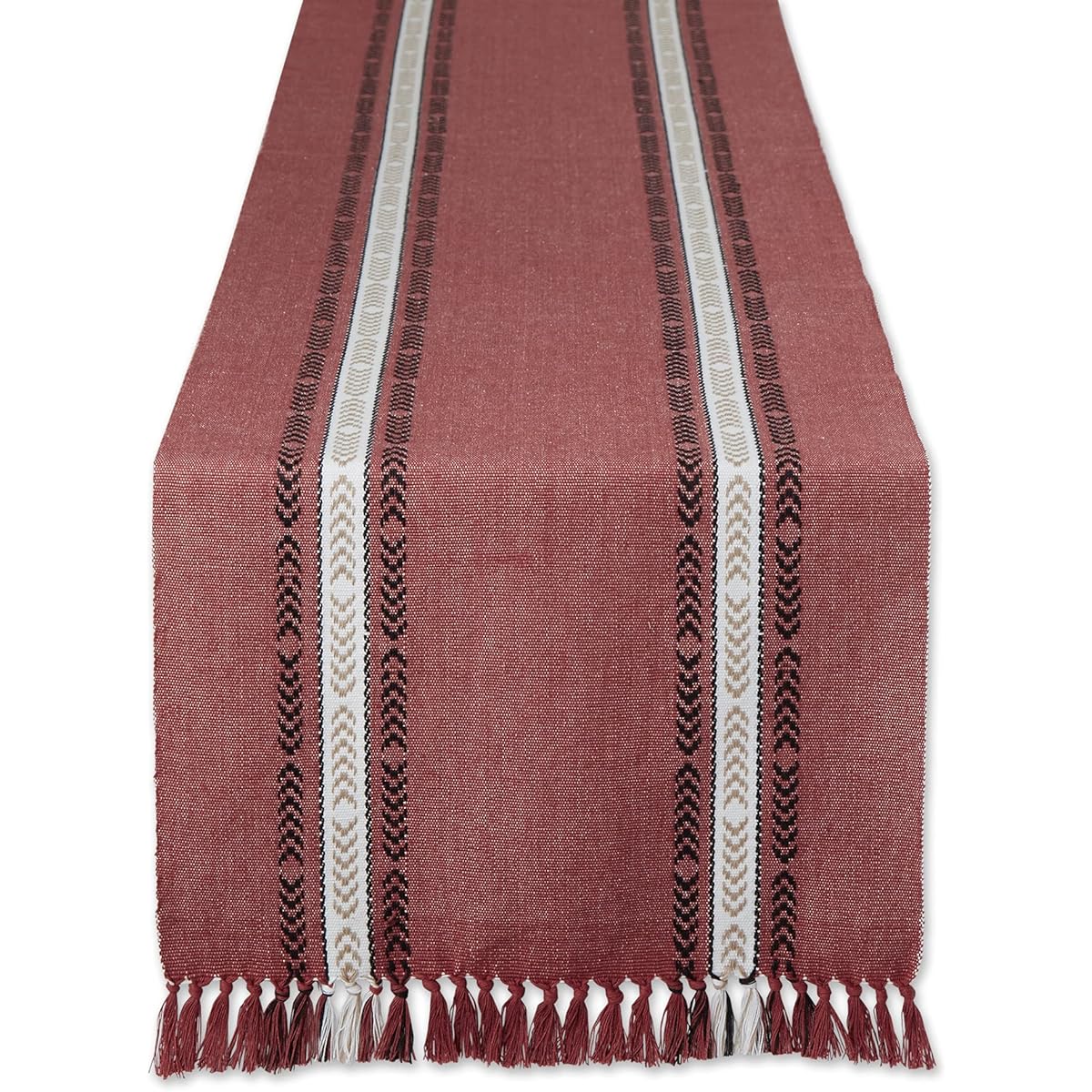 DII Everyday Collection Fringe Stripe Table Runner, 14x72 inches, Clay