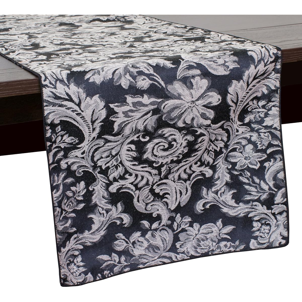 Ultimate Textile Miranda 14 x Damask 108 Inch Table Runners, 10 Pack, Black, 10P4-14X108-110