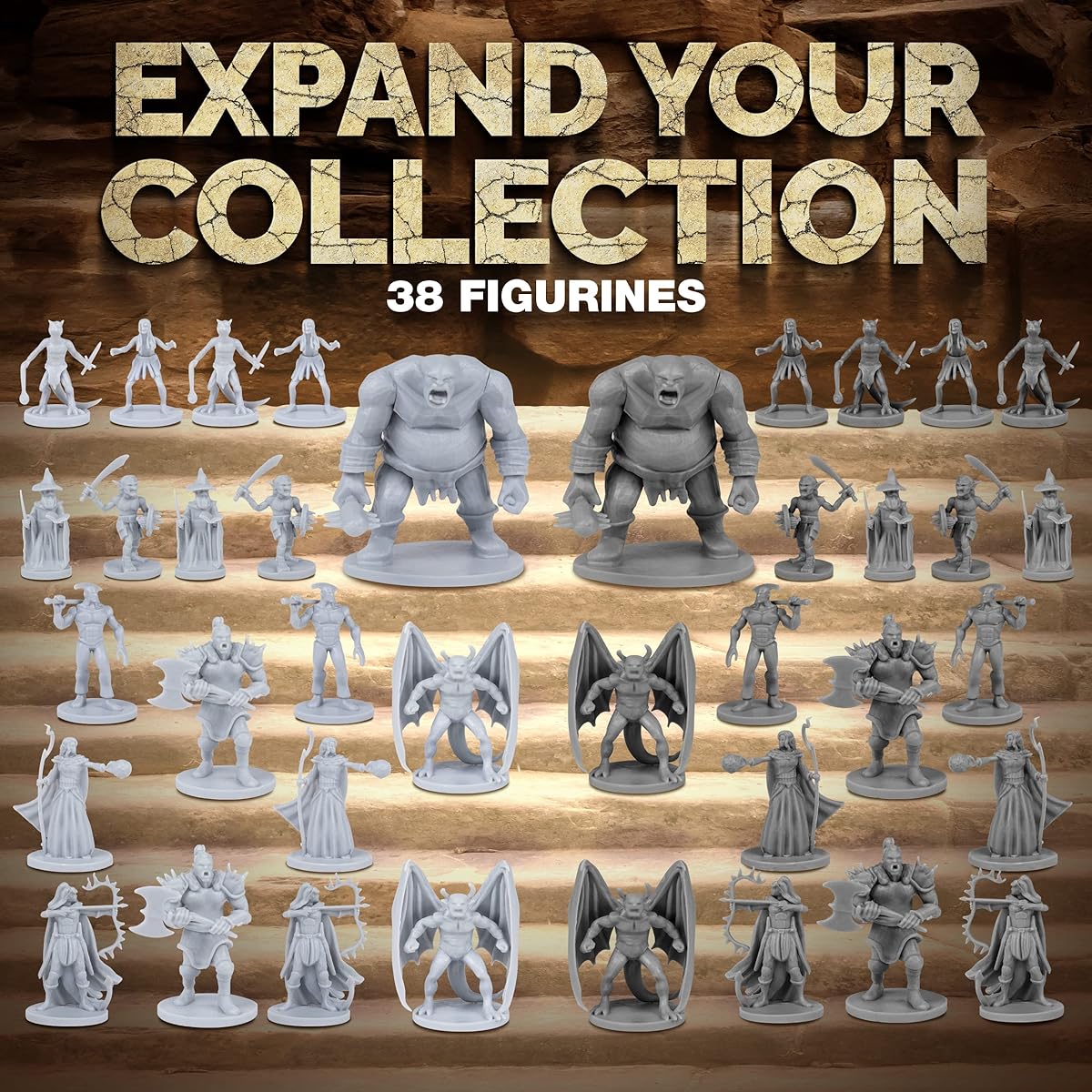Path Gaming 38 Miniatures Fantasy Tabletop RPG Figures Dungeons & Dragons, Pathfinder Roleplaying Game 28mm Scale Miniatures, 10 Unique Designs, Bulk Unpainted, Great for D&D/DND