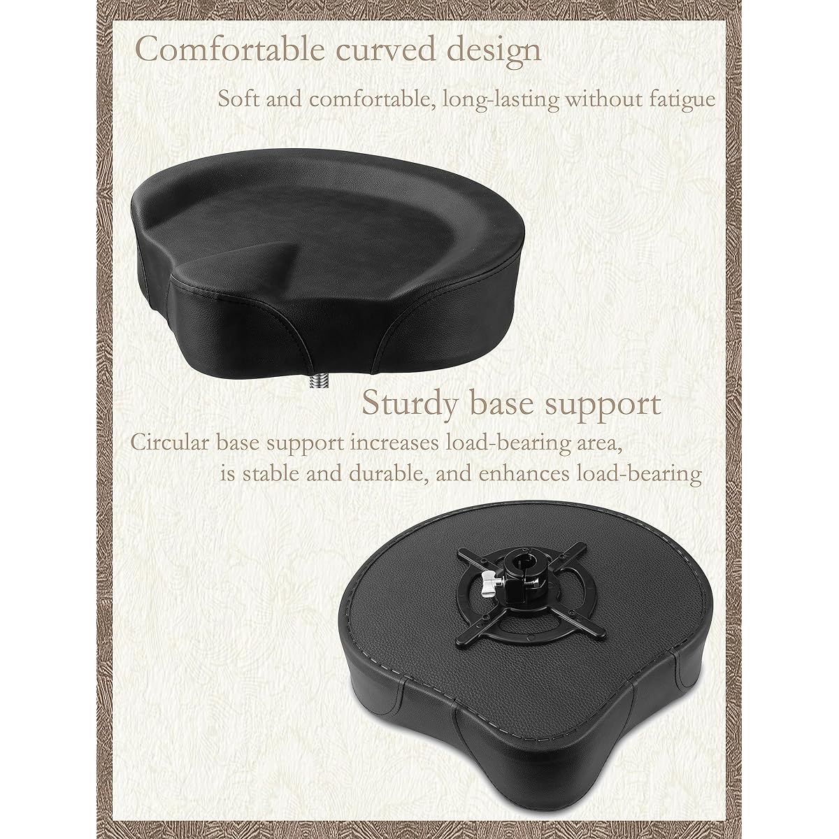 Liscym Drum Throne Height Adjustable Drum Stool Padded Rotatable Top Classic Black Saddle Drum Seat for Adults Portable Folding Drum Chair || Free Drummer Stool Slip Carpet Included