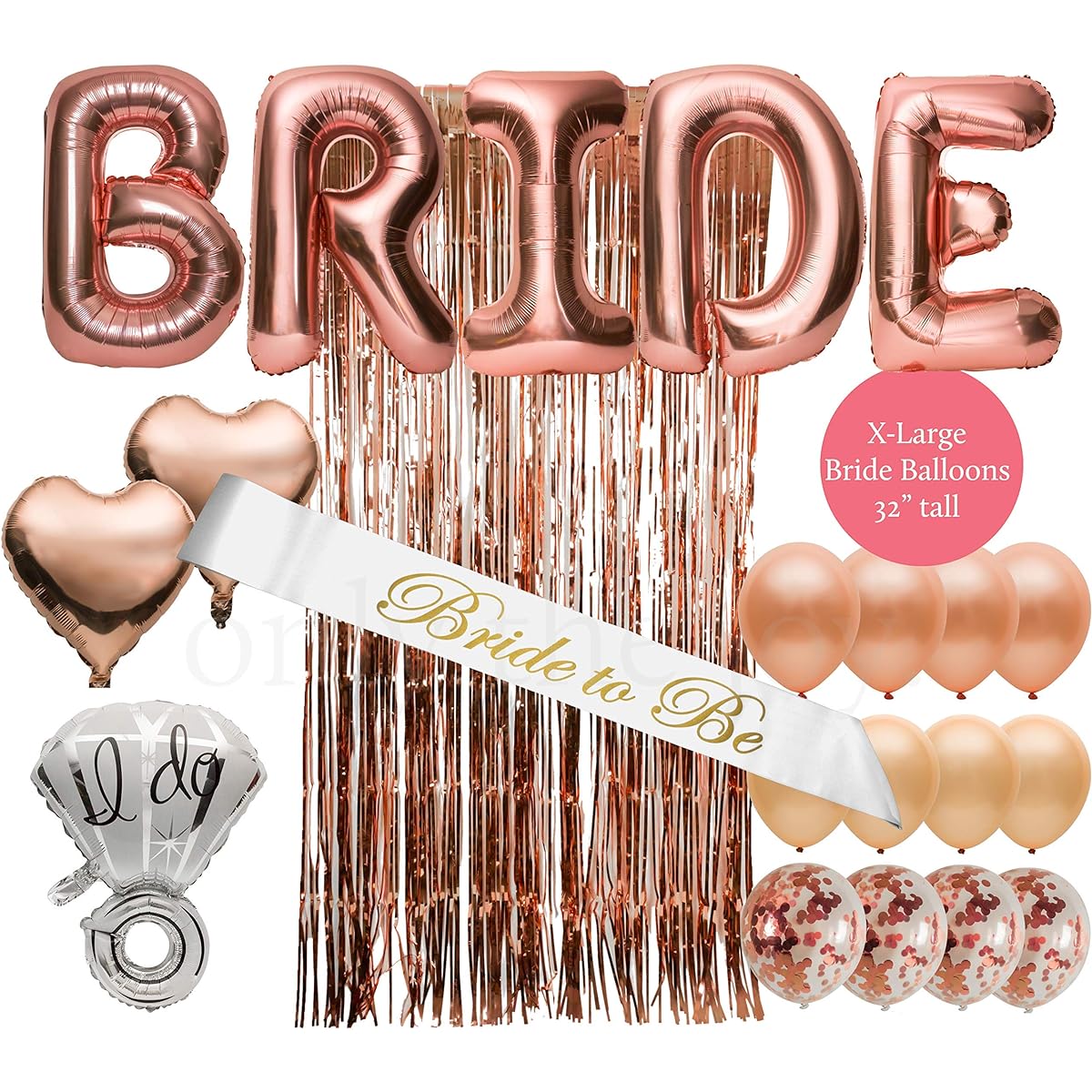 Extra Large 32 Inch Bride Balloons in 22 Piece Bachelorette Party Decorations Bridal Shower Decorations Kit Rose Gold Party Decorations Plus Bride Sash Bride Decorations Kit