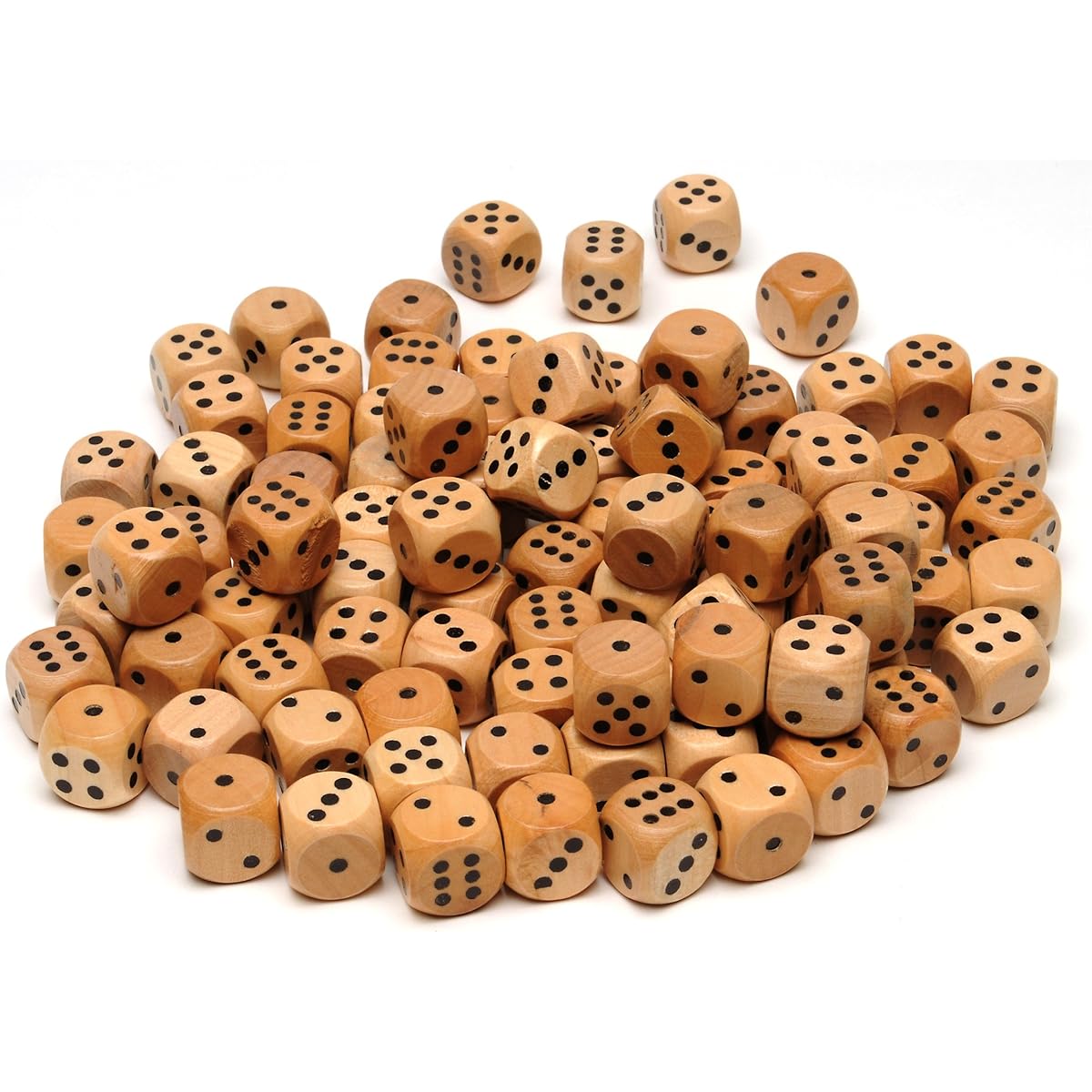 WE Games Wooden Dice with Rounded Corners - 100 Pack