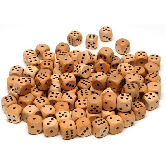 WE Games Wooden Dice with Rounded Corners - 100 Pack
