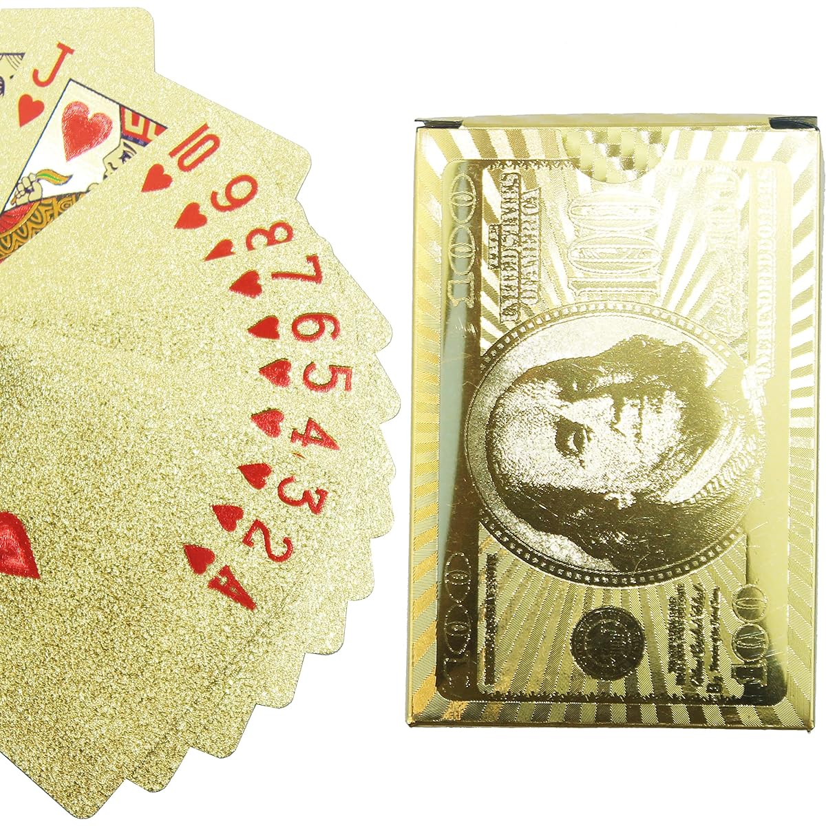 TRINKA Gold Playing Cards, Waterproof Plastic Poker Cards for Family Game Party Gifts, Black, Silver