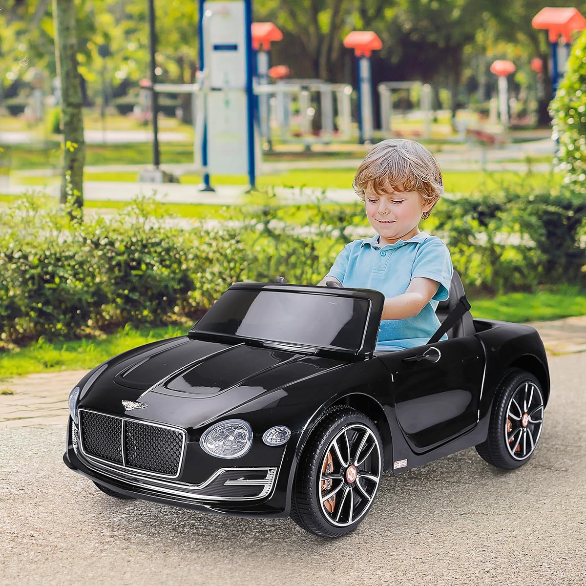 Aosom Licensed Bentley EXP12 Kids Electric Car with Parent Remote 12V Ride on Car Butterfly Doors Start-up Sound Suspension MP3 Player Songs Horn Lights Black