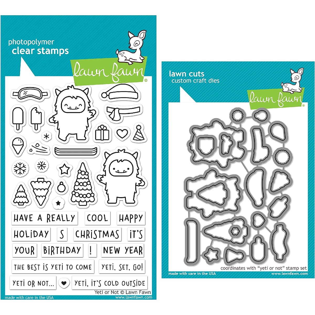 Lawn Fawn Yeti or Non-Clear Stamp and Coordinating Dice - 2 Item Set (LF2027, LF2028)