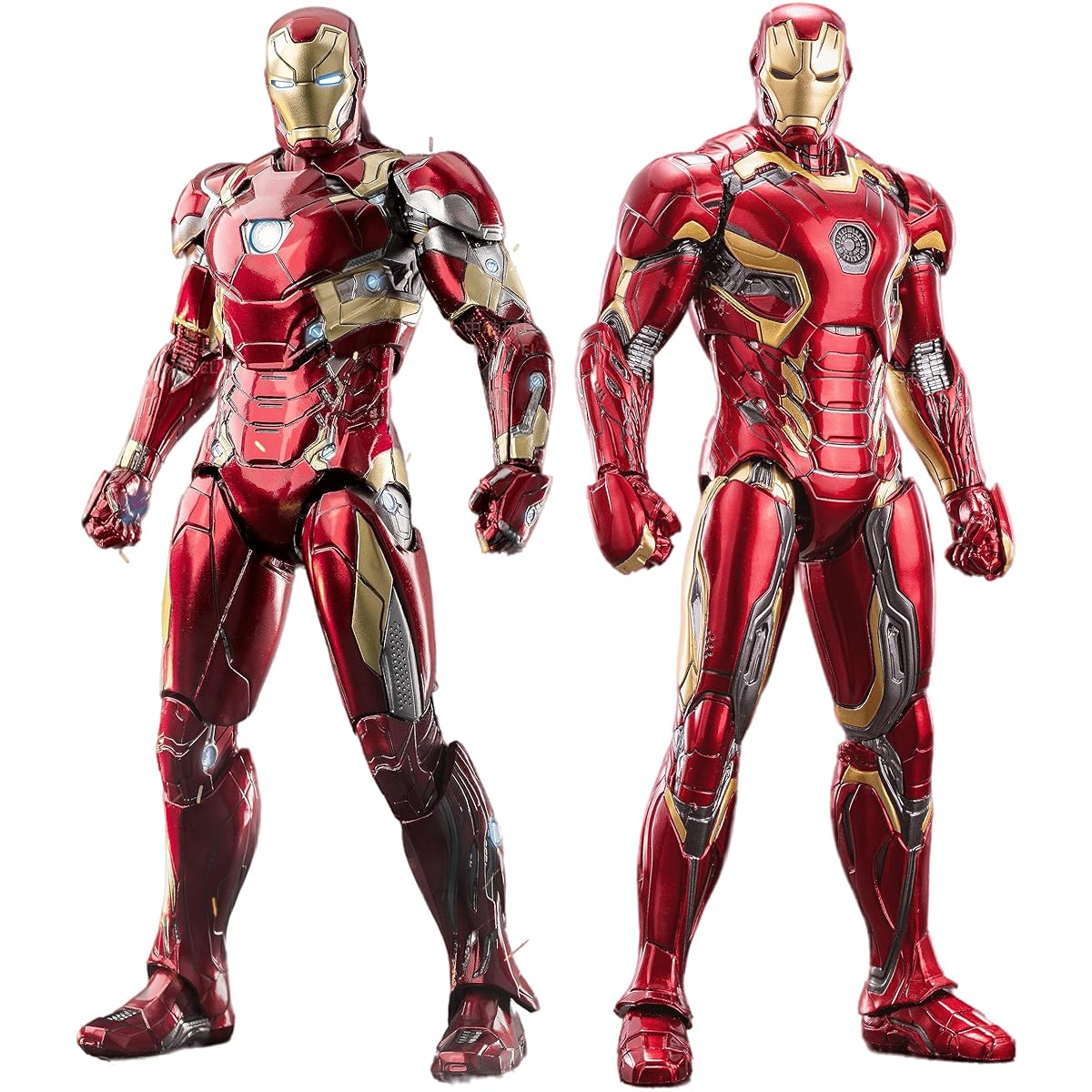 LonullyMege Iron Man Action Figure Set 2 Pack 7" Mark Studios Legends Series Collectible Toy - Full Metal Painting with Accessories Suit Up Gift (MK45 & MK46)