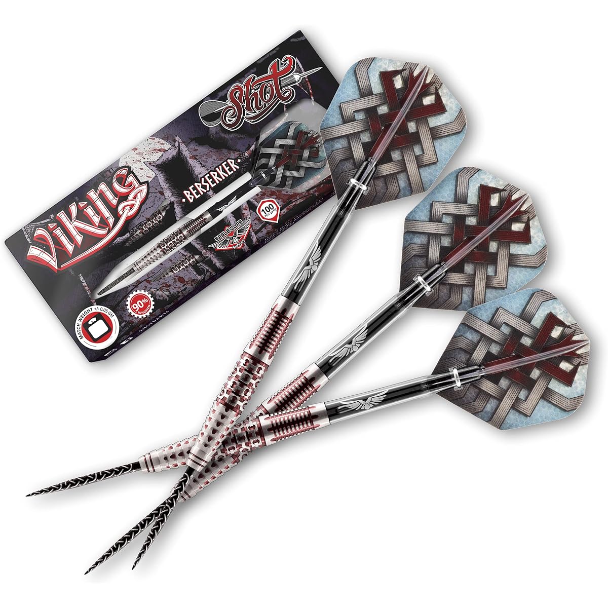 Shot Darts Steel Tip Viking Berserker (25g) 90% Tungsten Barrel Center Balanced Handcrafted Professional Dart Set Flights Made in New Zealand Metal Tip for Bristle Dartboard Unisex