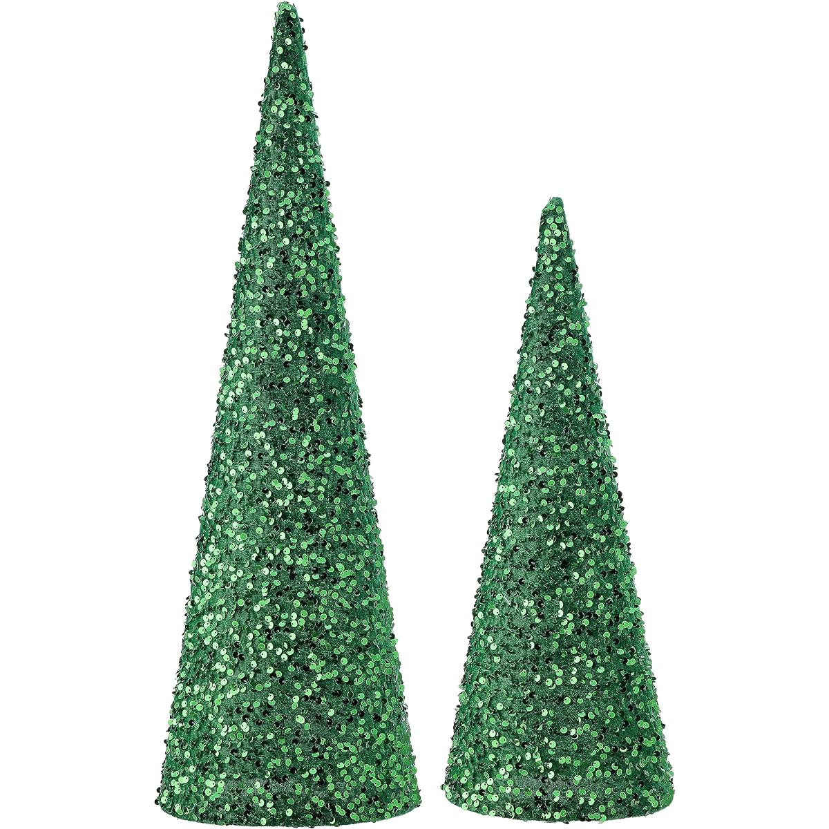 Regency International Sequin Cone Trees, 18-24 Inch, Set of 2, Green