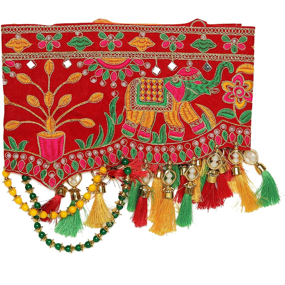 Aditri Creation Red Toran Multicolor Vassel Garland Door Toran Decoration Traditional Bandhanwar for Hanging Indian Wedding Navratri Festival Puja Decoration Gift Home Entrance Temple Mandir Decor Multicolor, Red