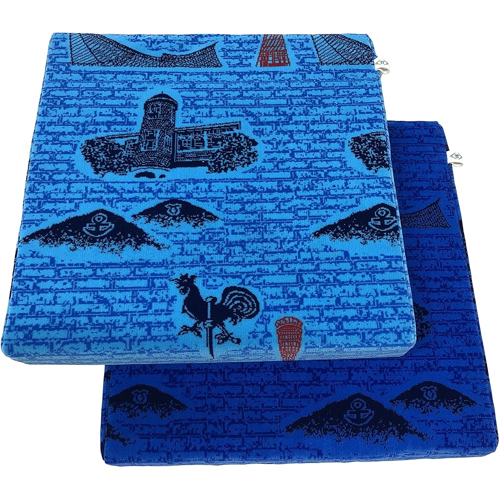 Moquette Cushion Kobe City Bus Japan Seal Collaboration Goods Zabuton (Blue)