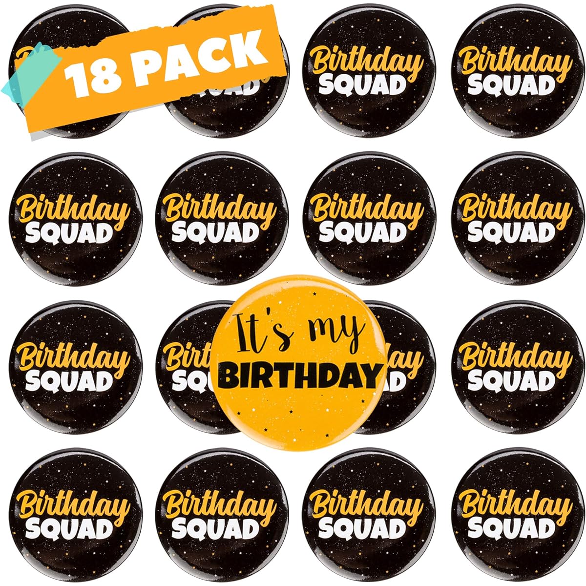 CORRURE 18pcs Birthday Button Pins 2.36inch Party Birthday Party Pins Unisex Pinback Badges Crew Keepsakes 18th 21st 25th 30th Adult Kids Men Women