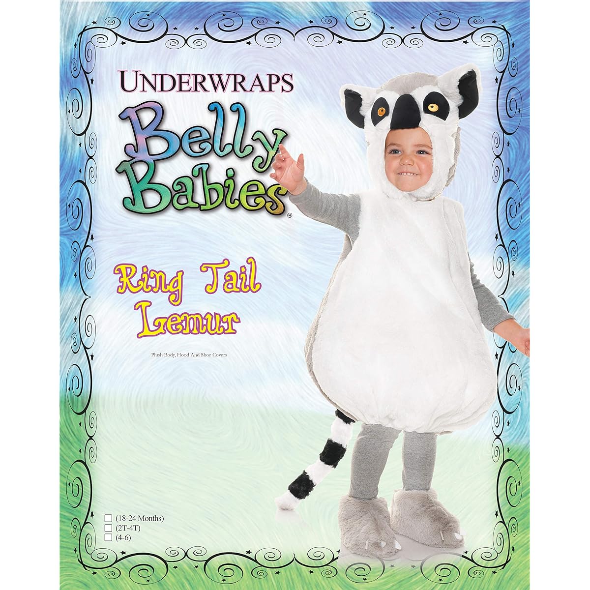 UNDERWRAPS Toddler Ring Tail Lemur Plush Toy Berry Baby Costume Gray XL