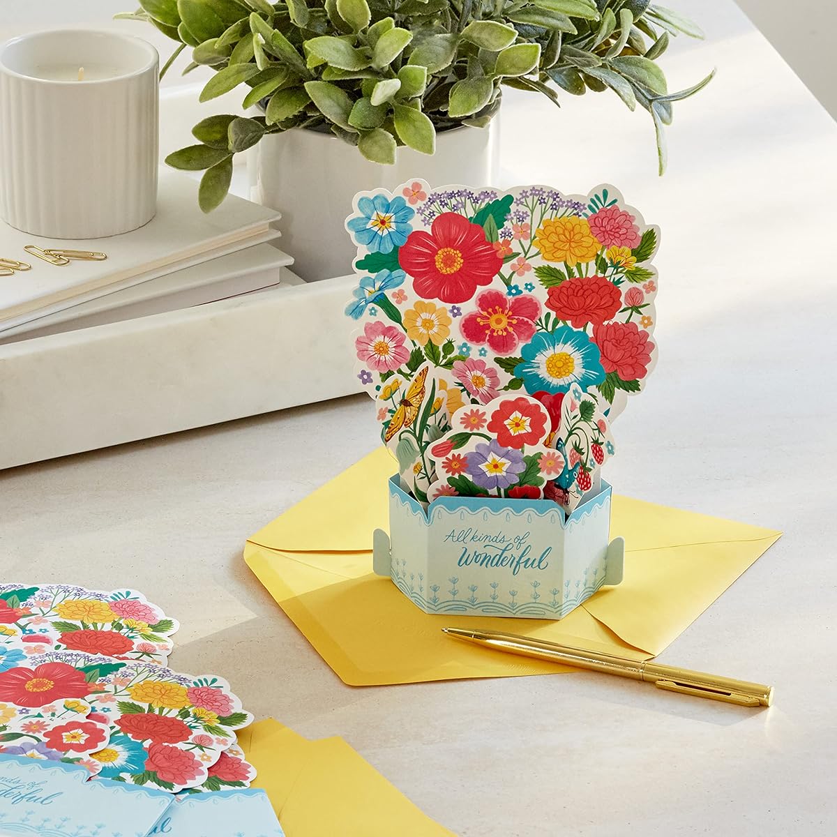 Hallmark Paper Wonder Pop-Up Card Pack - All Occasion Card Pack - Decorative Bouquet (12 3D Cards and Envelopes)