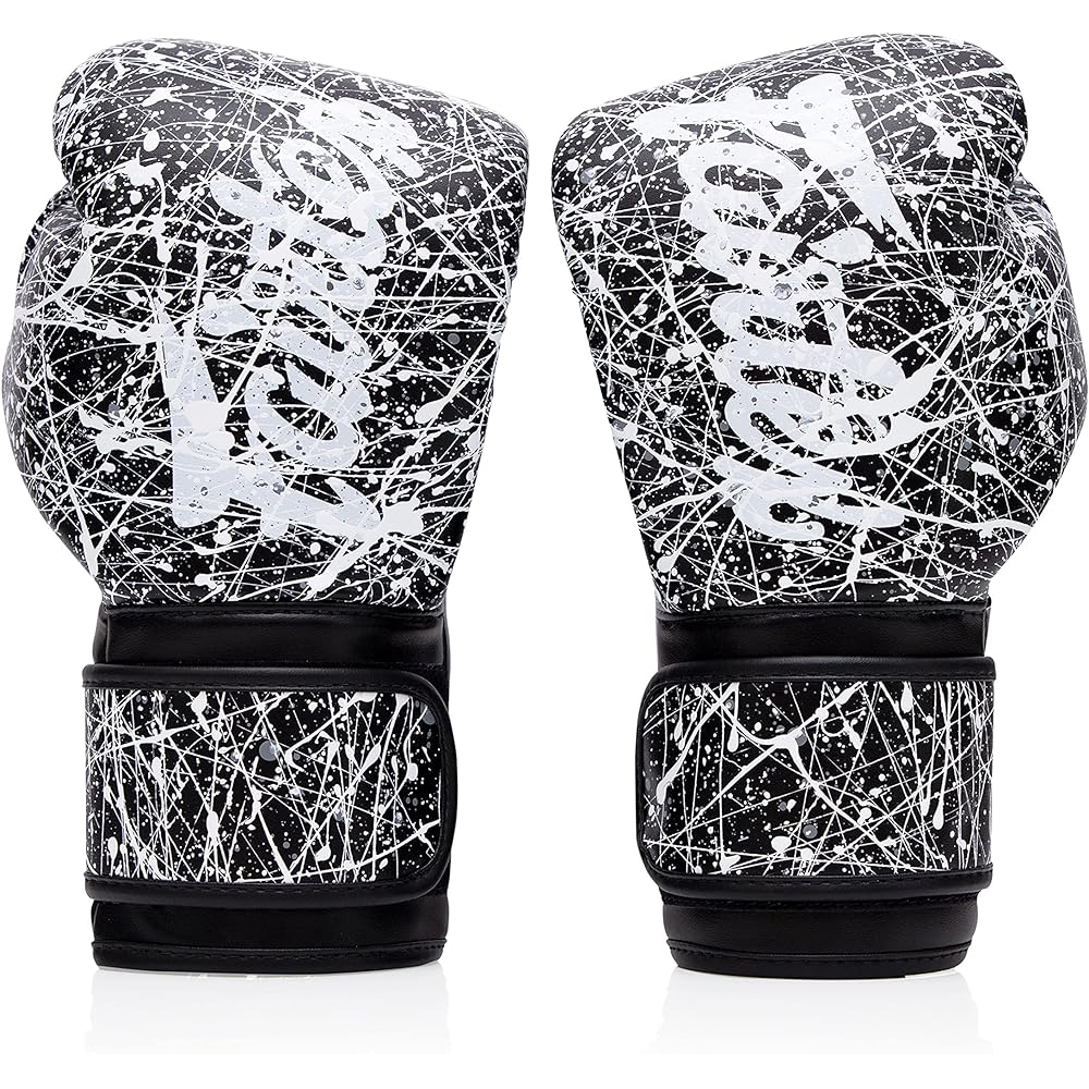 Fairtex Microfiber Boxing Gloves Muay Thai Boxing - (Black/White 10oz)