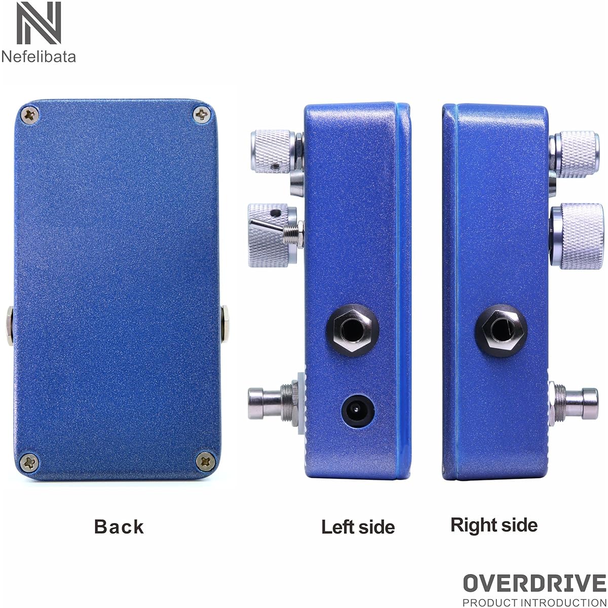 Overdrive Electric Guitar Effect Pedal Handmade Two Frequency Clipping Modes and True Bypass Design Achieves a Wide Range of Overdrive Tones from Retro to Modern Blue Metal Shell