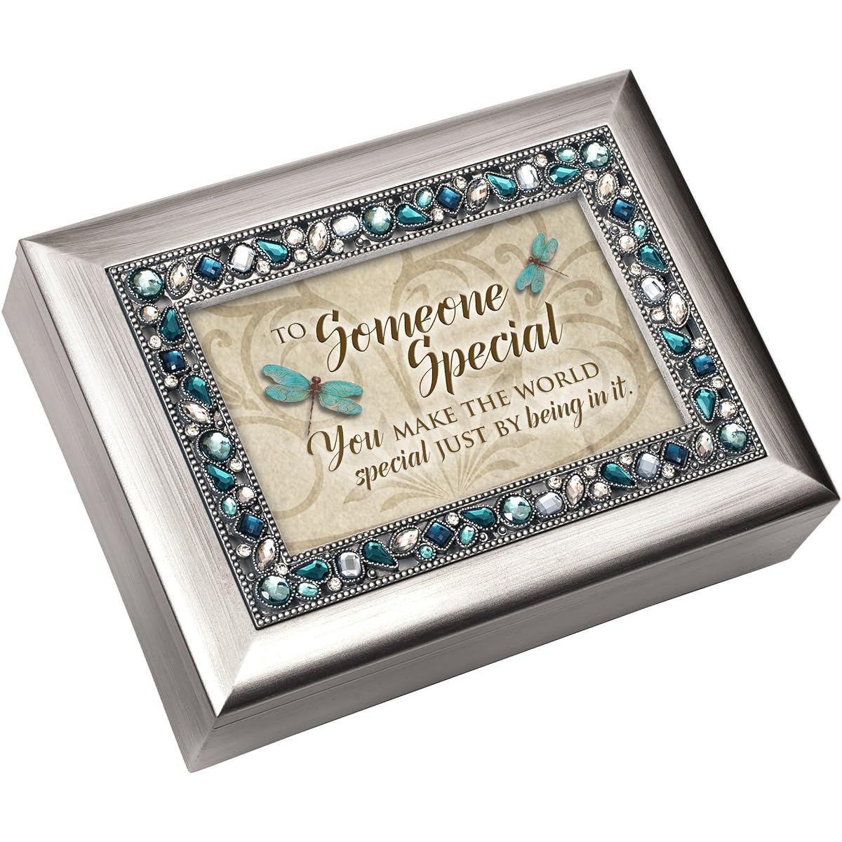 Special Someone Jeweled Silver Colored Keepsake Music Box Plays Wind Beneath My Wings
