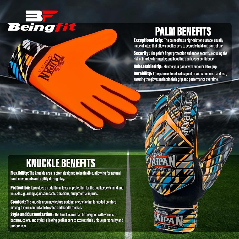 Beingfit Keeper Gloves, Keyglo, Keeper Gloves Junior, Soccer Gloves, Keeper Gloves, Goalkeeper Gloves, Soccer Keeper Gloves Heavy Duty & Grip Reinforced Design