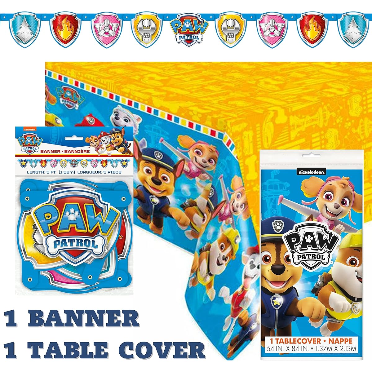 Paw Patrol Birthday Decorations - Serves 16 - Paw Patrol Party Supplies Plates Napkins Forks Table Cover Banner Stickers