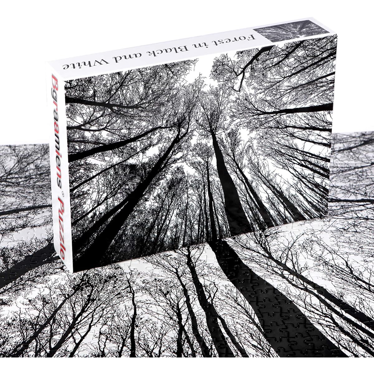 Bgraamiens Puzzle - Forest Monochrome - 1000 Piece Creative Monochrome Nature Landscape Hard Puzzle Blue Board Jigsaw Puzzle